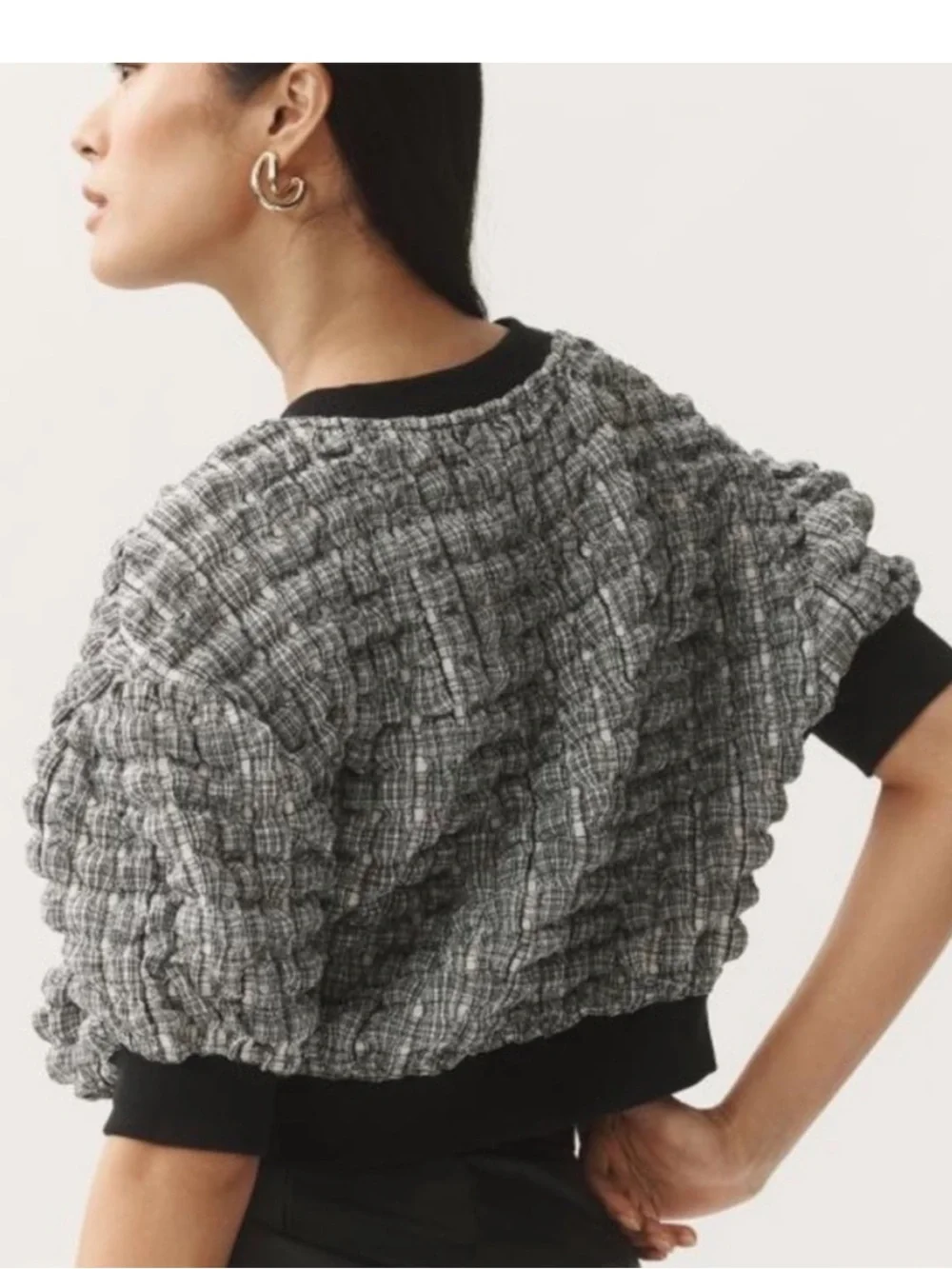 Anthropologie Maeve Puff-Sleeve Bubble Windowpane Top